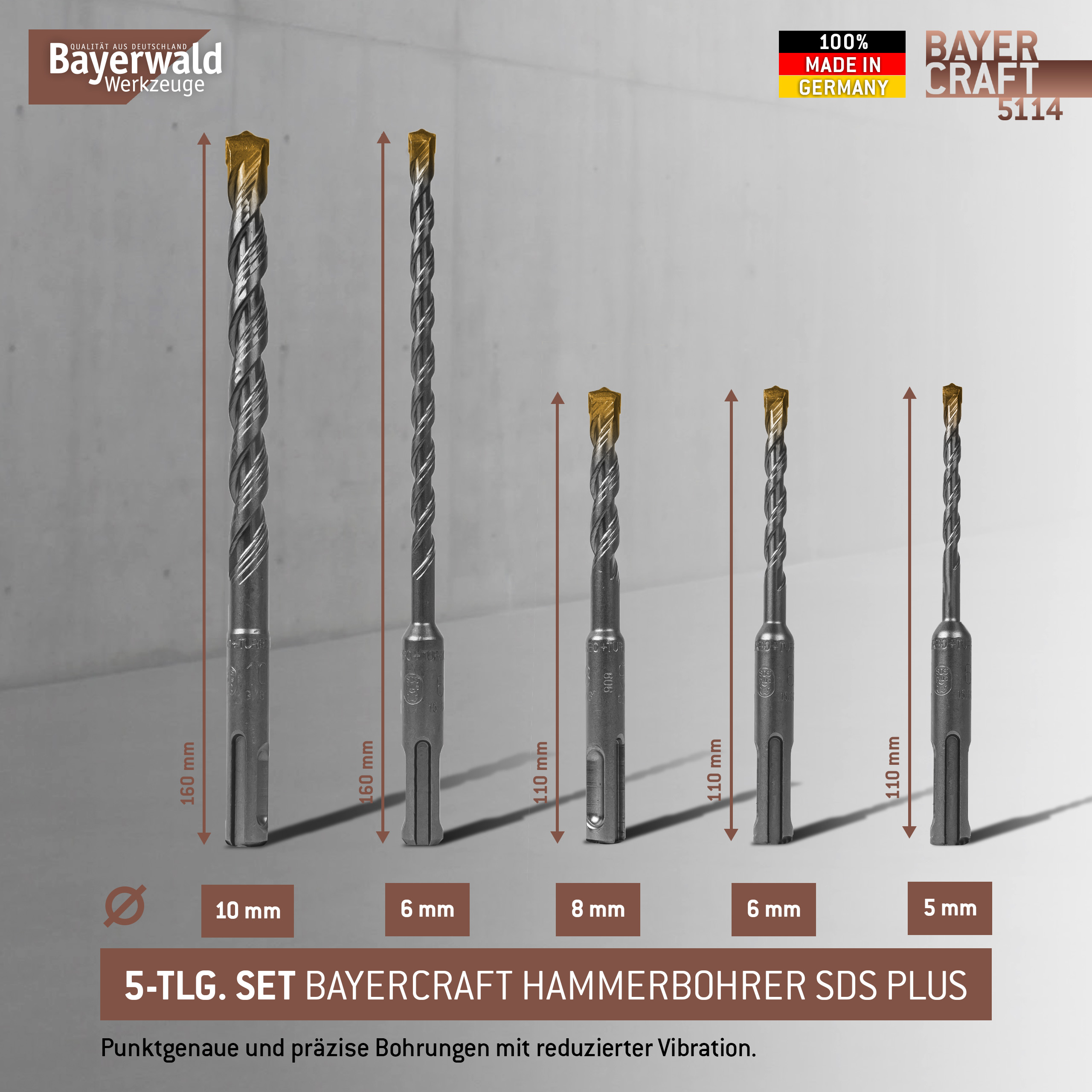 Bayercraft Hammerbohrer Set 5tlg. 5-10 mm (2-Schneider)