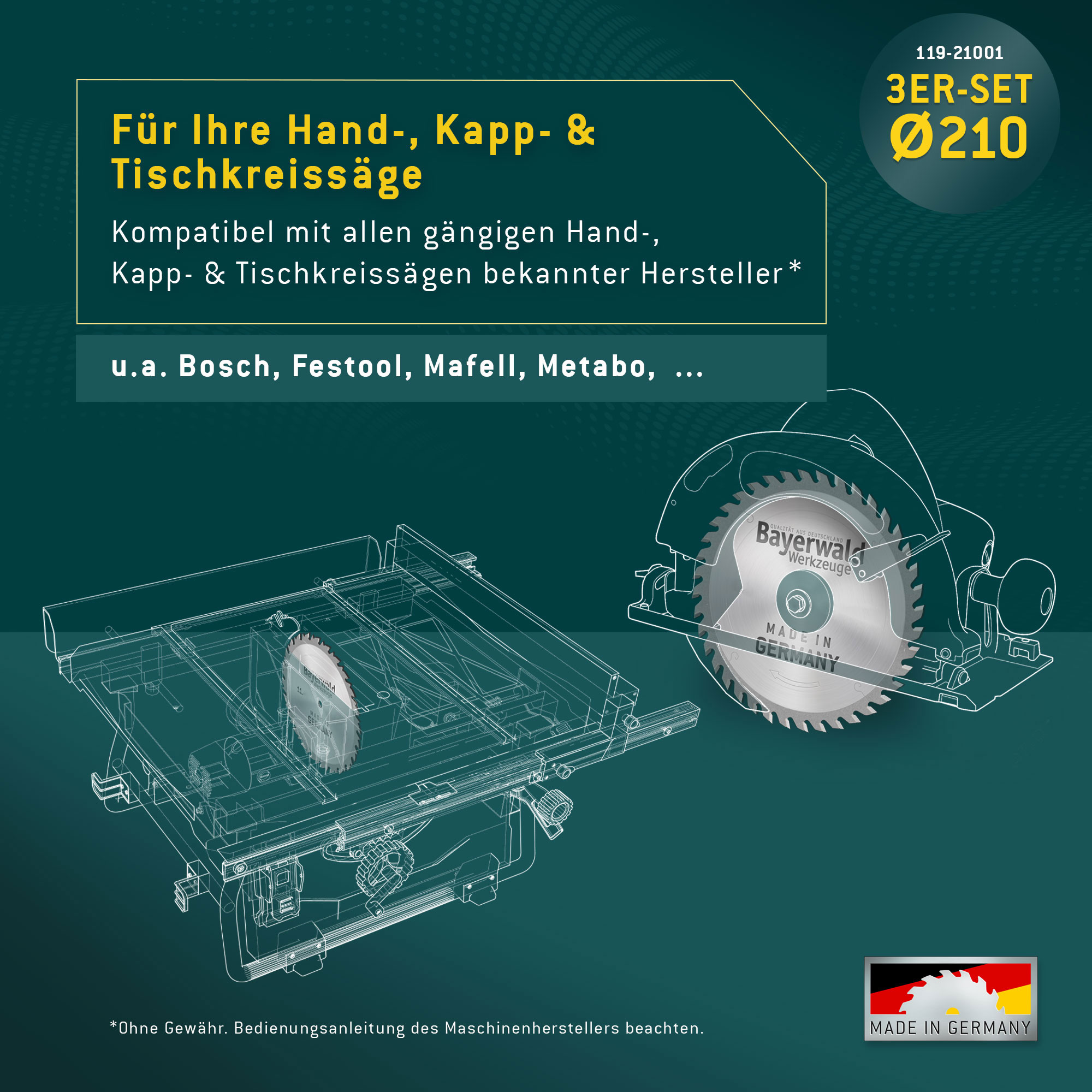 HOLZ ALLROUND Ø210 Hand-Kreissägeblatt Set