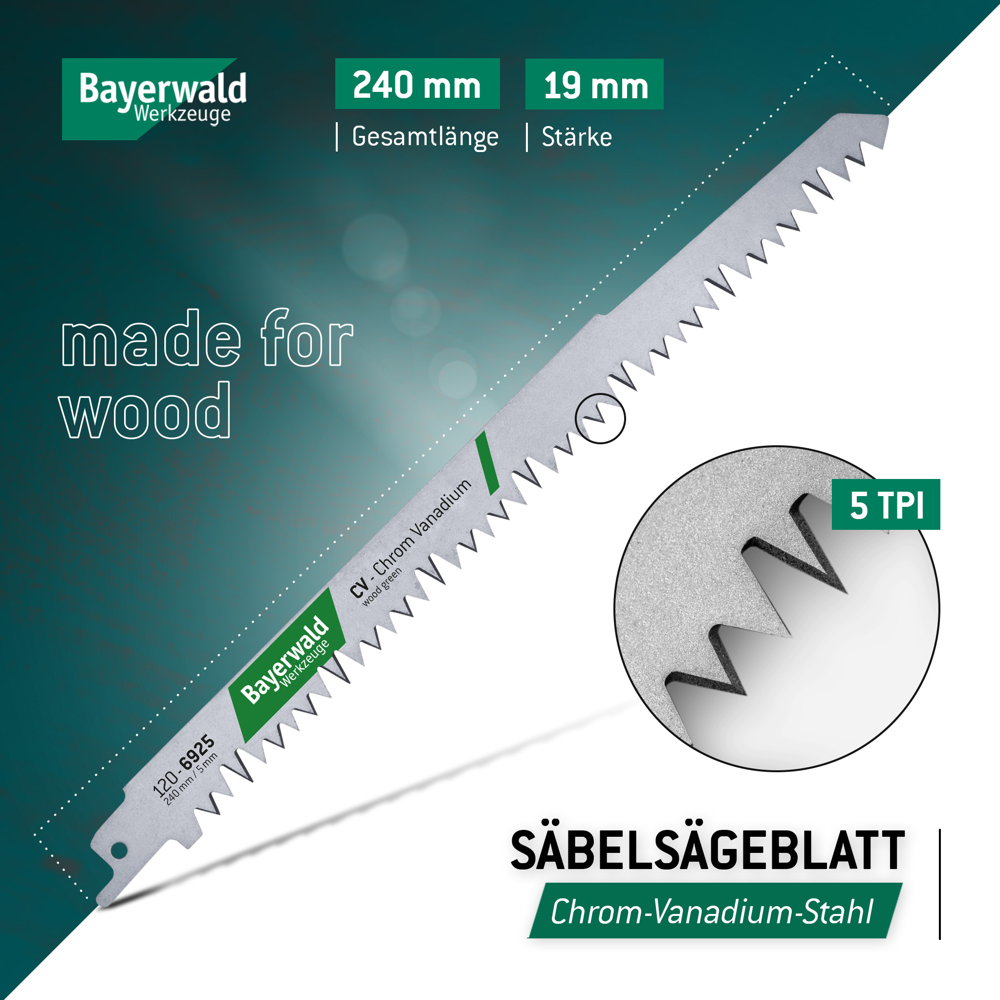 5x Bayerwald Werkzeuge Säbelsägeblatt Länge 230 mm