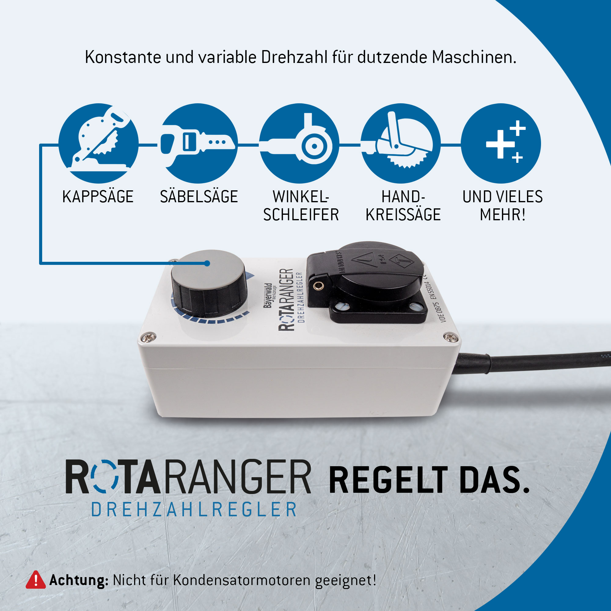 Elektronischer Drehzahlregler - 230 V bis 2400 W - Bayerwald Rotaranger