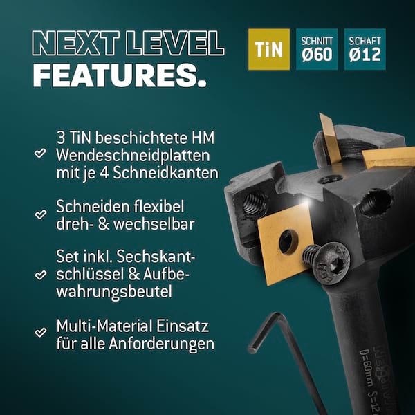 10x Bayerwald NeoTwister Ø60mm Planfräser Ersatzmesser