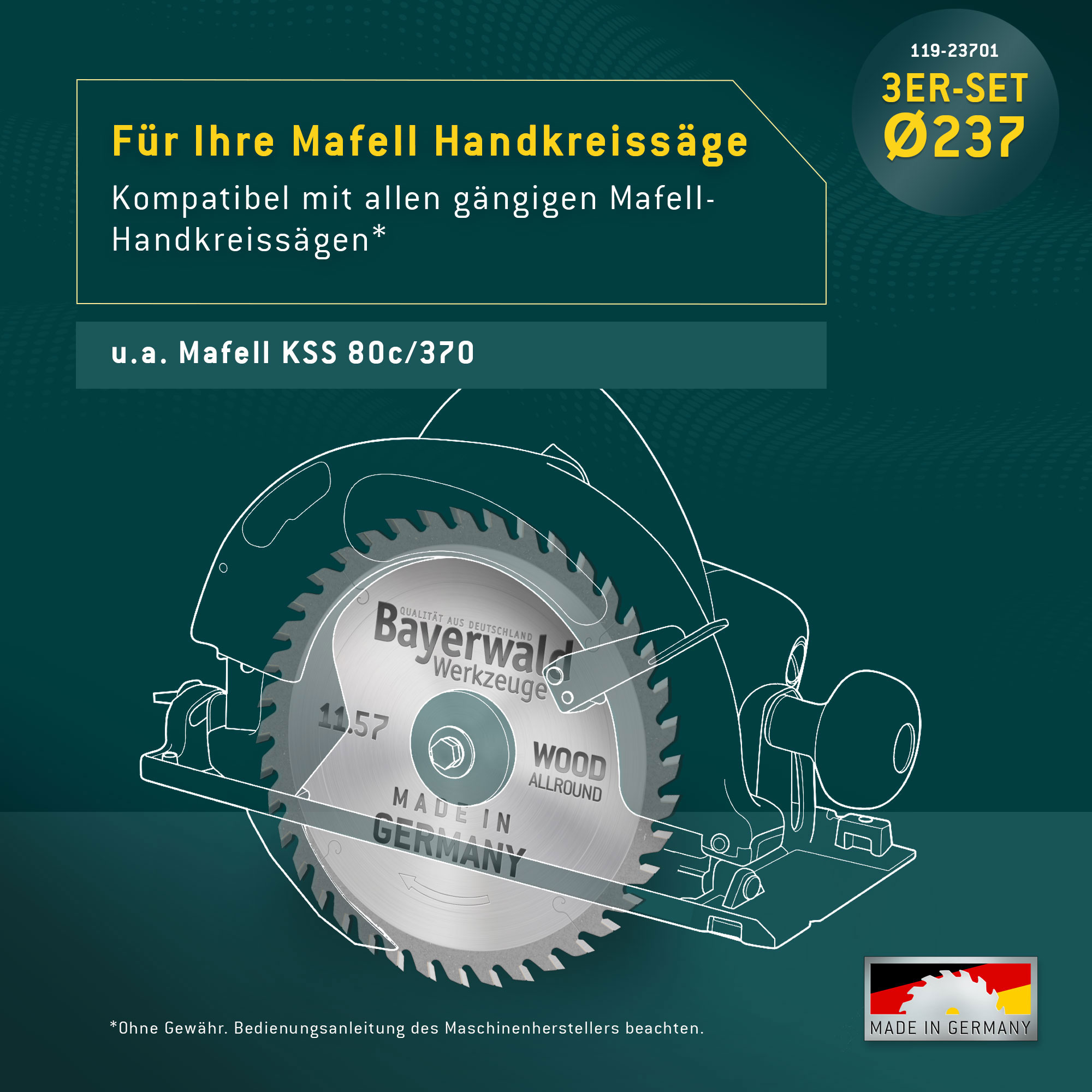 HOLZ ALLROUND Ø237 Mafell Kreissägeblatt Set
