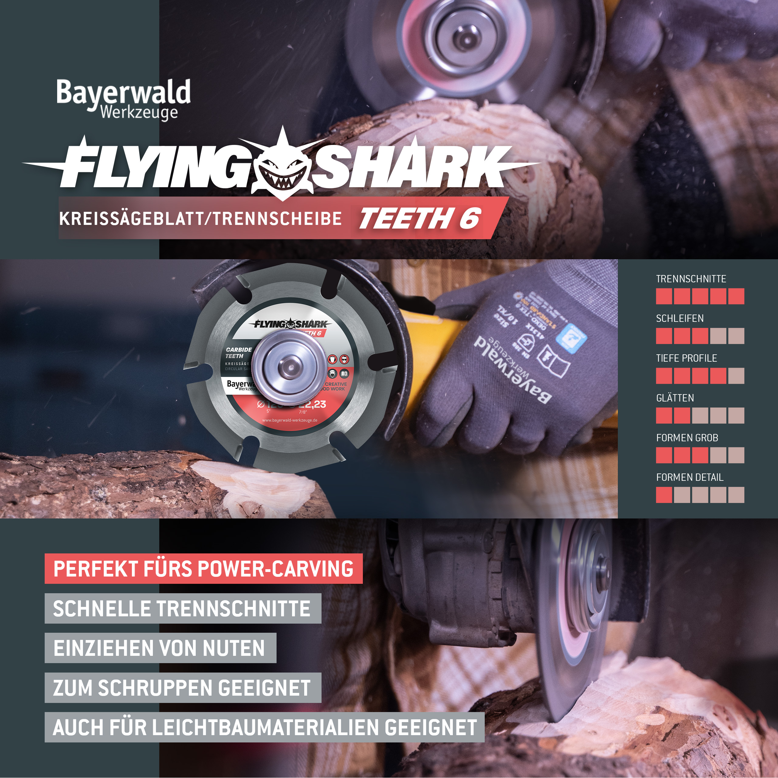 Bayerwald Flying Shark - Hartmetall Frässcheibe - Ø 125 x 22,23 mm Z6