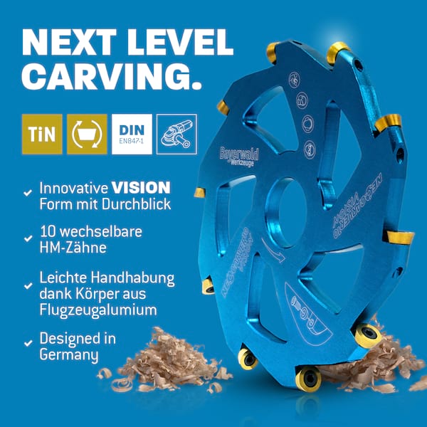 Bayerwald NeoCarver V2 - Hartmetall Frässcheibe - Ø 115 x 22,2 mm Z 10 - geeignet für Holz