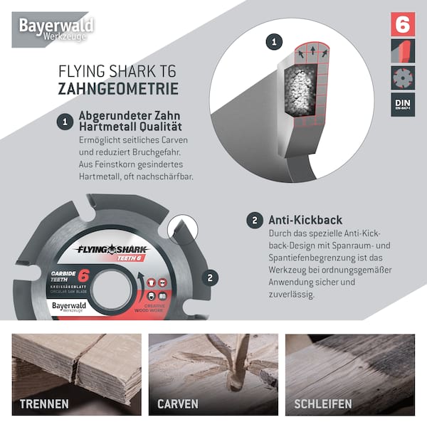 Bayerwald Flying Shark - Hartmetall Frässcheibe - Ø 125 x 22,23 mm Z6