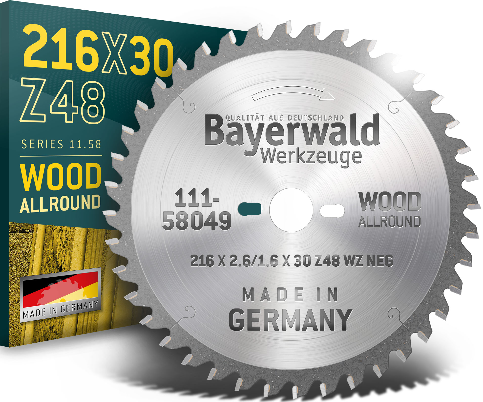 HM Kreissägeblatt - 216 x 2.6/1.6 x 30 Z48 WZ neg.
