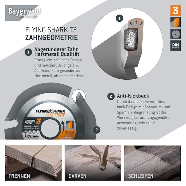 Bayerwald Flying Shark - Hartmetall Frässcheibe - Ø 125 x 22,23 mm Z3