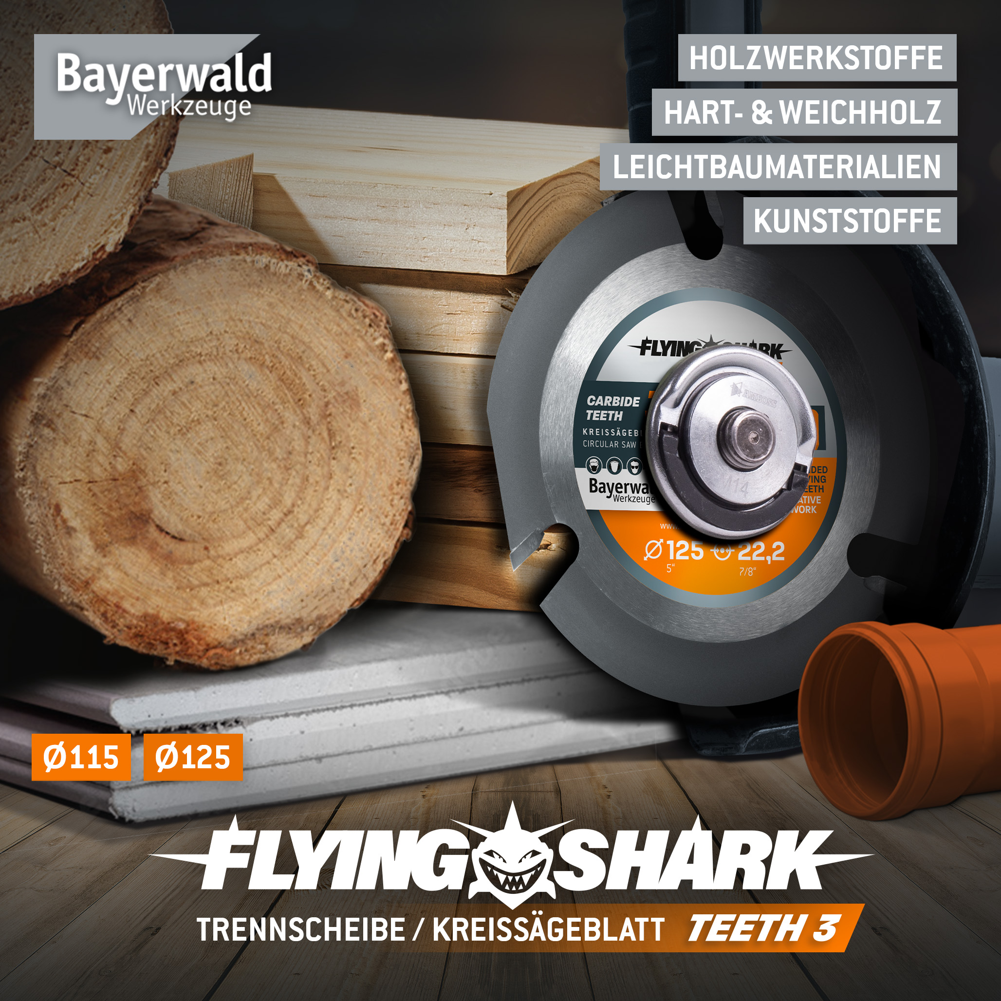 Bayerwald Flying Shark - Hartmetall Frässcheibe - Ø 115 x 22,23 mm Z3