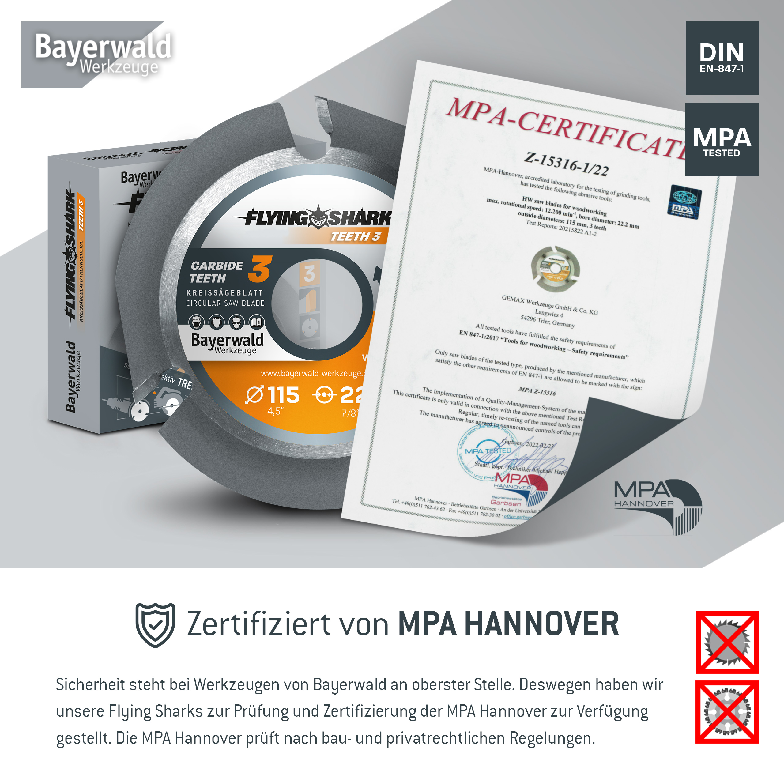 Bayerwald Flying Shark - Hartmetall Frässcheibe - Ø 115 x 22,23 mm Z3