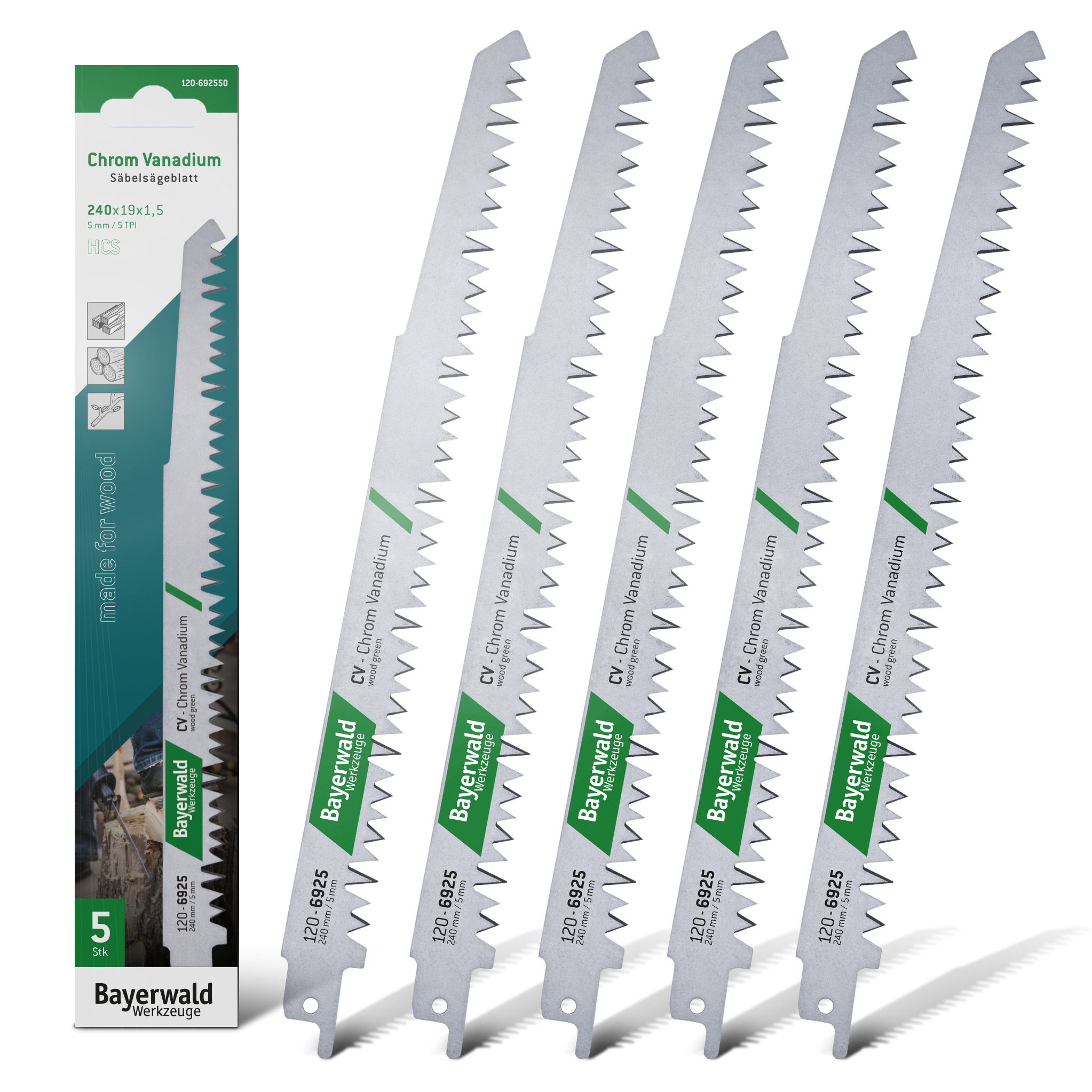 5x Bayerwald Werkzeuge Säbelsägeblatt Länge 230 mm
