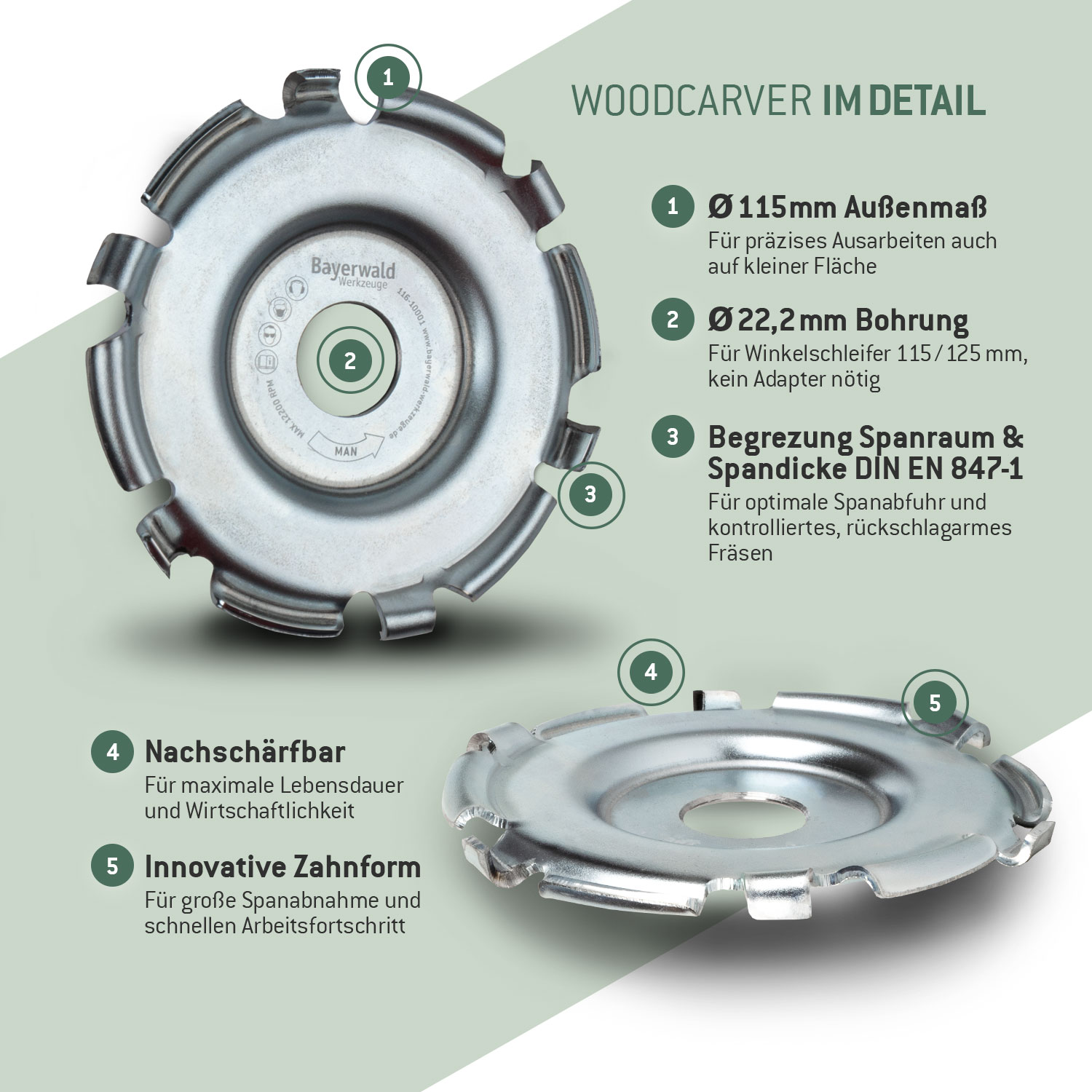 Bayerwald Woodcarver Ø115 mm / 22,2 mm Bohrung