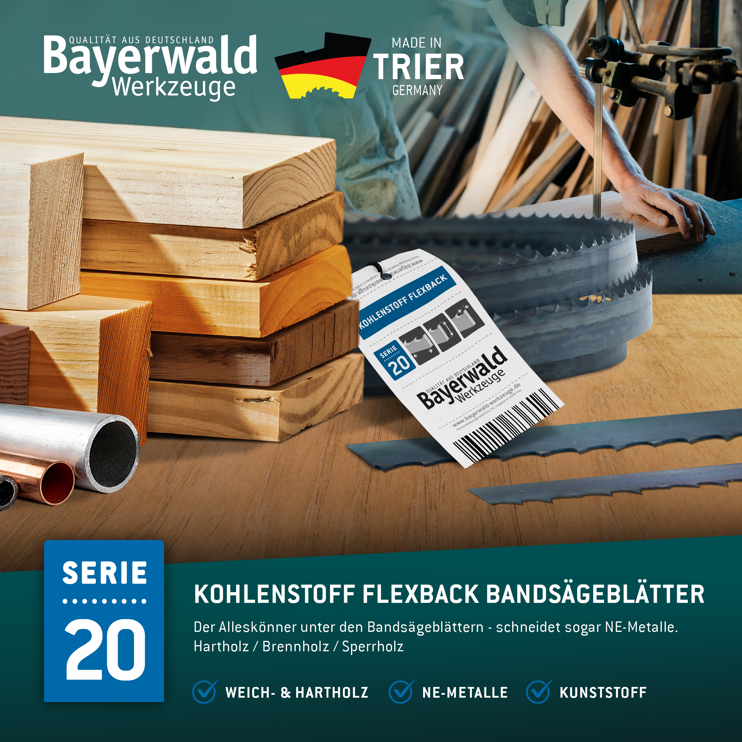 Bayerwald Holz Bandsägeblatt  1400 x 6 x 0.36 x 6 ZpZ