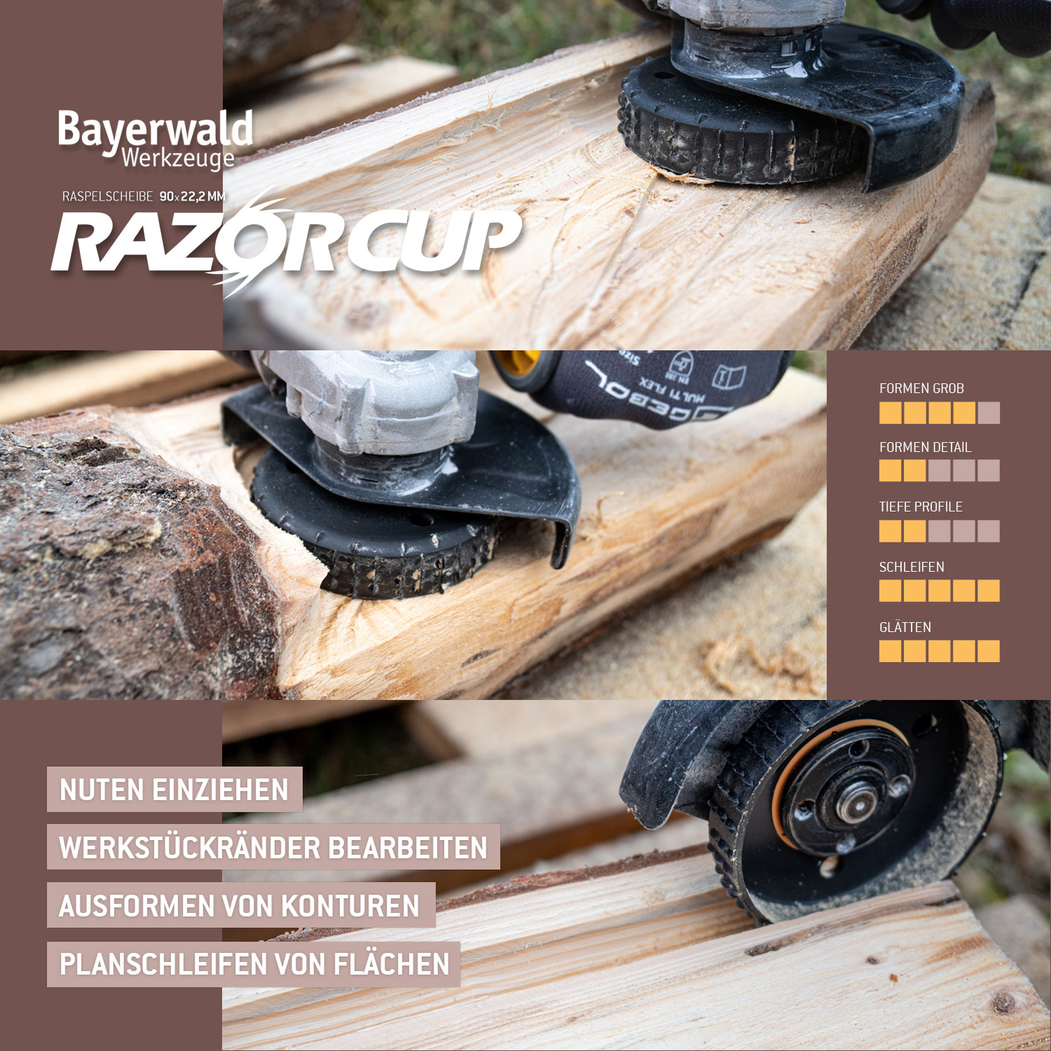 Bayerwald Raspelscheibe RazorCup Ø90 mm für Winkelschleifer