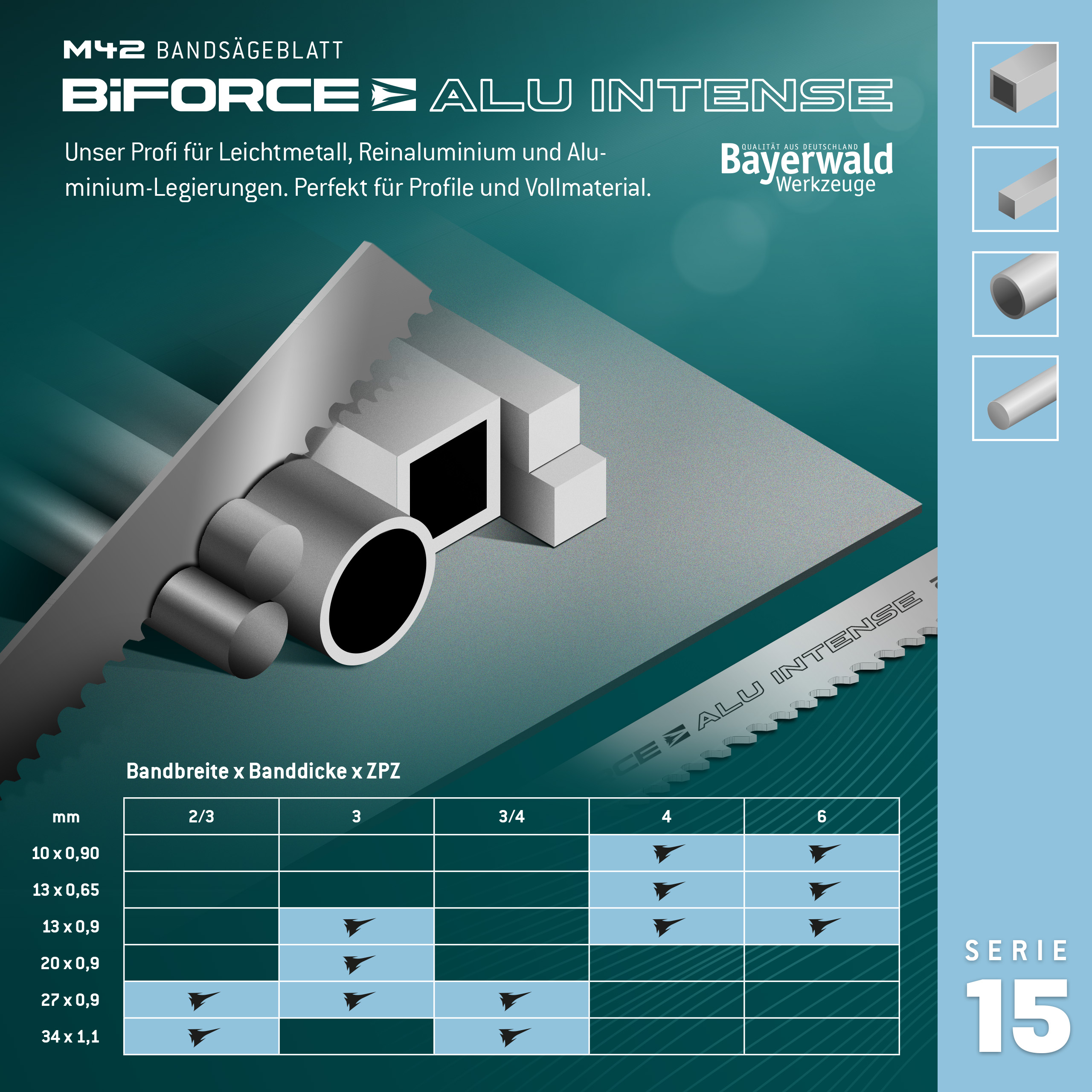 Bayerwald M42 Bandsägeblatt BiFORCE ALU INTENSE 13 x 0.65 x 6 ZpZ