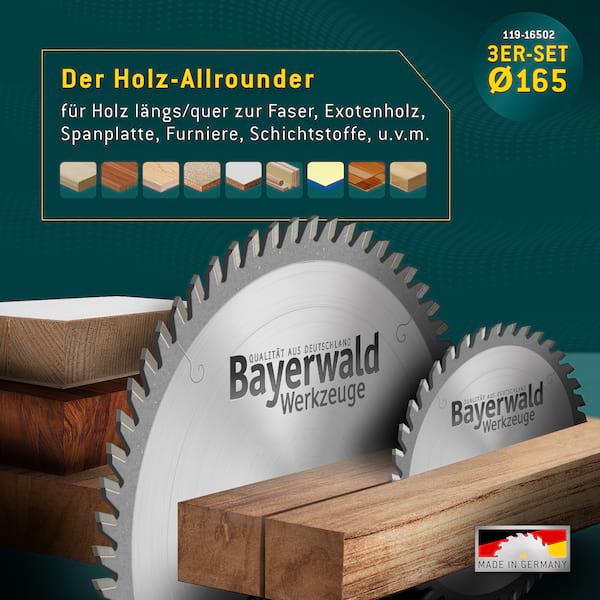 HOLZ ALLROUND Ø165 Akku-HandKreissägeblatt-Set