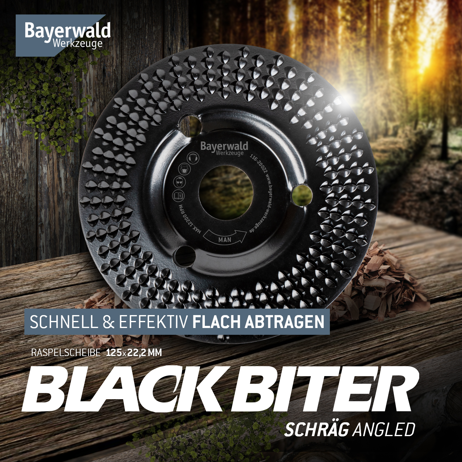 Bayerwald Raspelscheibe Black Biter Ø125 mm für Winkelschleifer