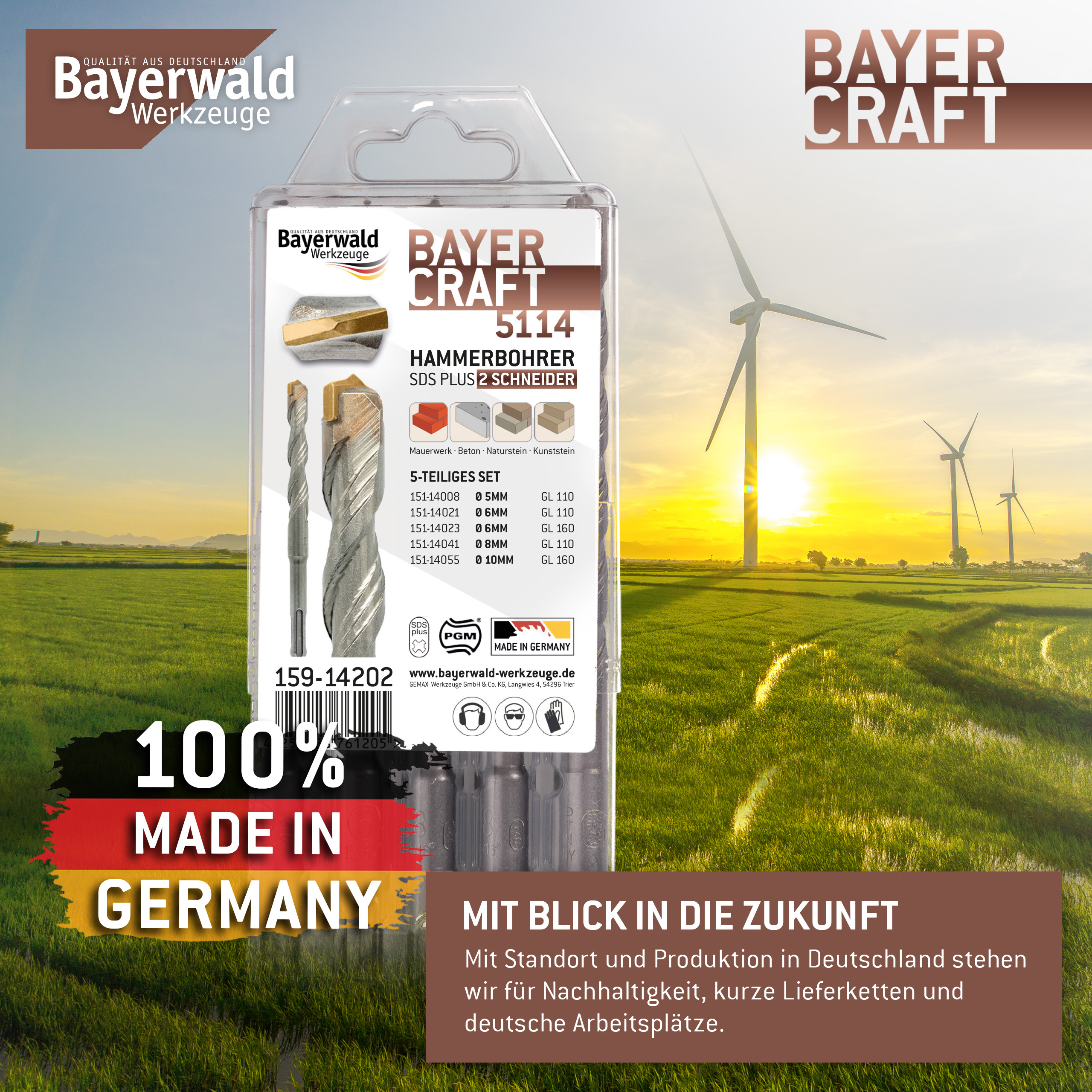 Bayercraft Hammerbohrer Set 5tlg. 5-10 mm (2-Schneider)