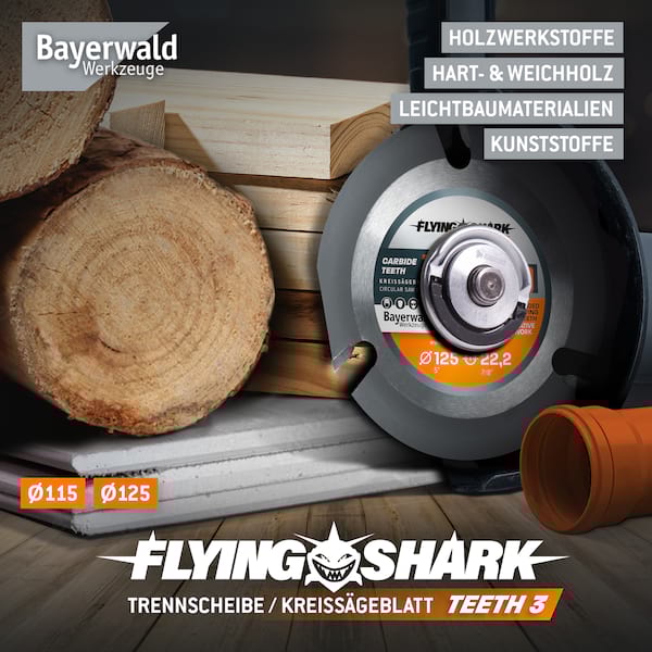 Bayerwald Flying Shark - Hartmetall Frässcheibe - Ø 125 x 22,23 mm Z3