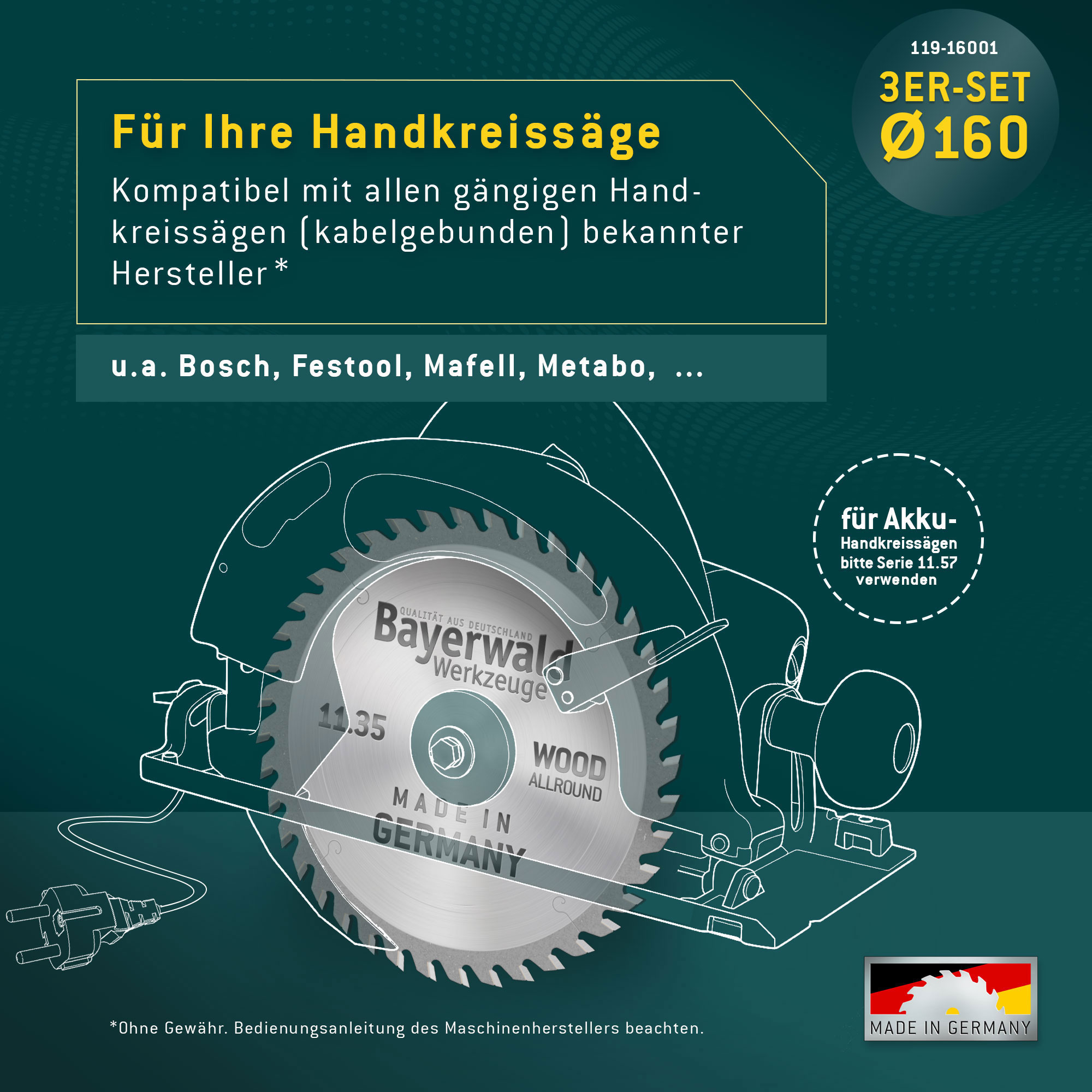 HOLZ ALLROUND Ø160 Hand-Kreissägeblatt Set