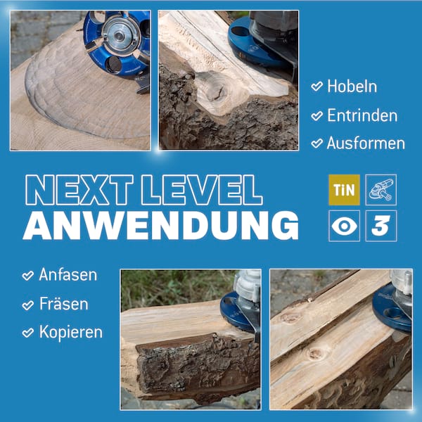NeoPlane Frässcheibe für Winkelschleifer Ø 100 mm x 22,2 mm mit 3 HM Messern im Koffer
