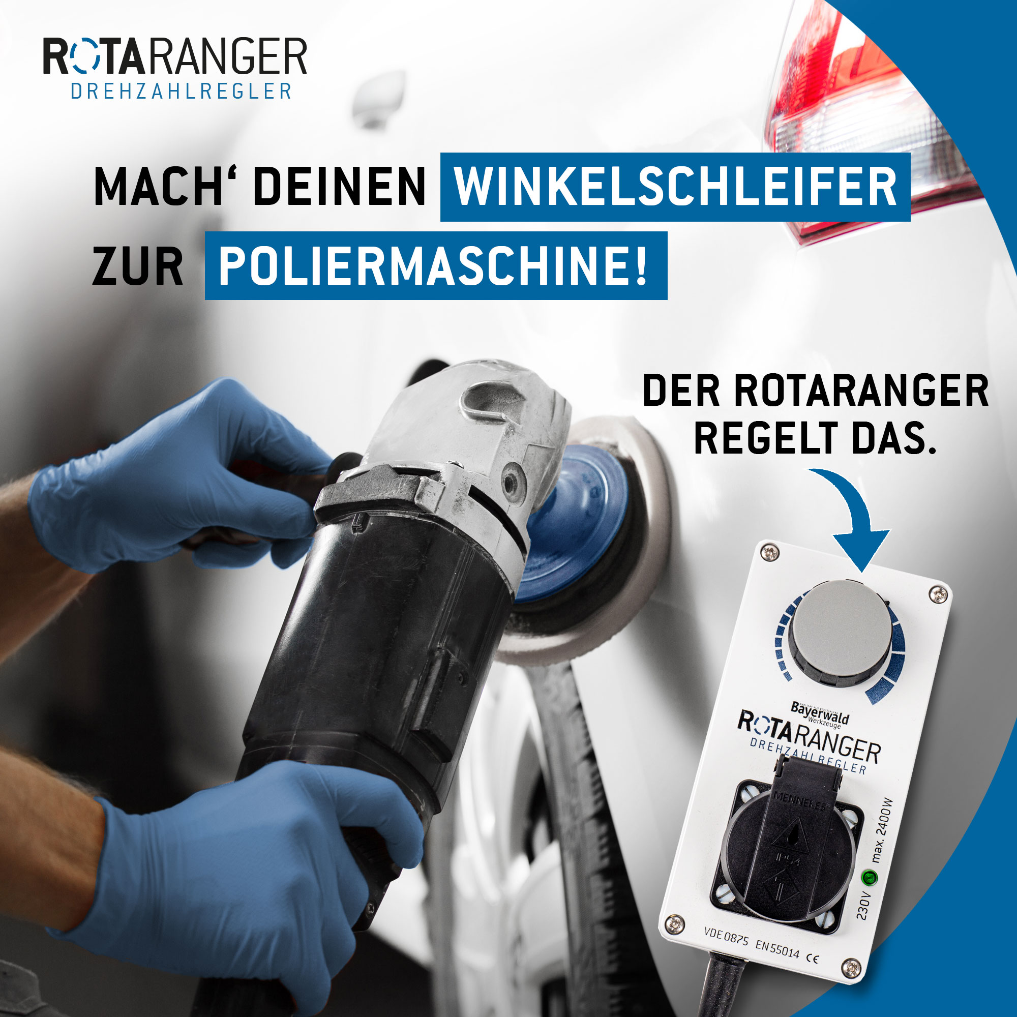 Elektronischer Drehzahlregler - 230 V bis 2400 W - Bayerwald Rotaranger
