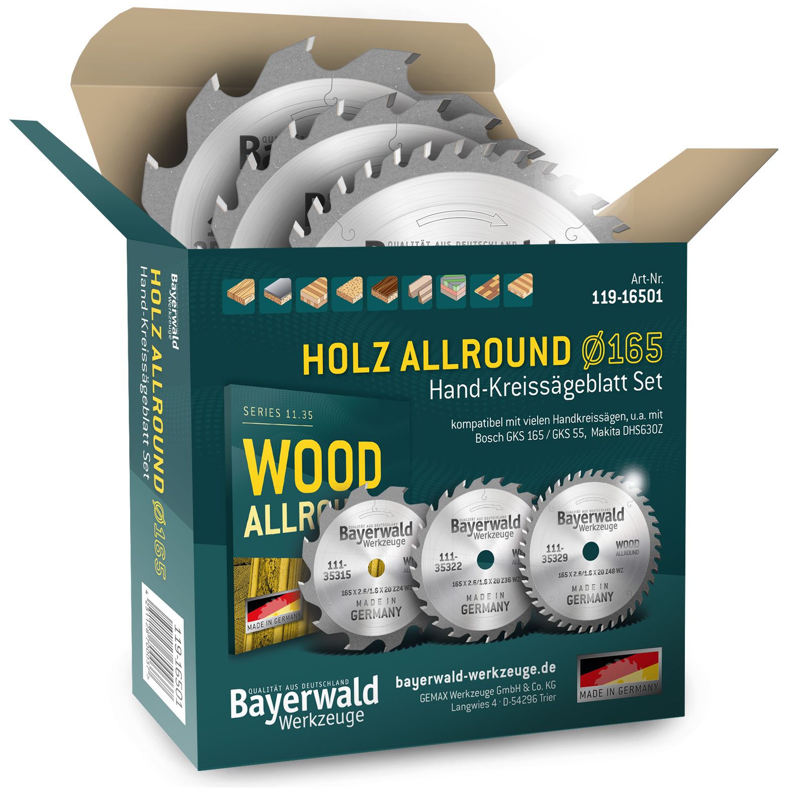 HOLZ ALLROUND Ø165 Hand-Kreissägeblatt Set