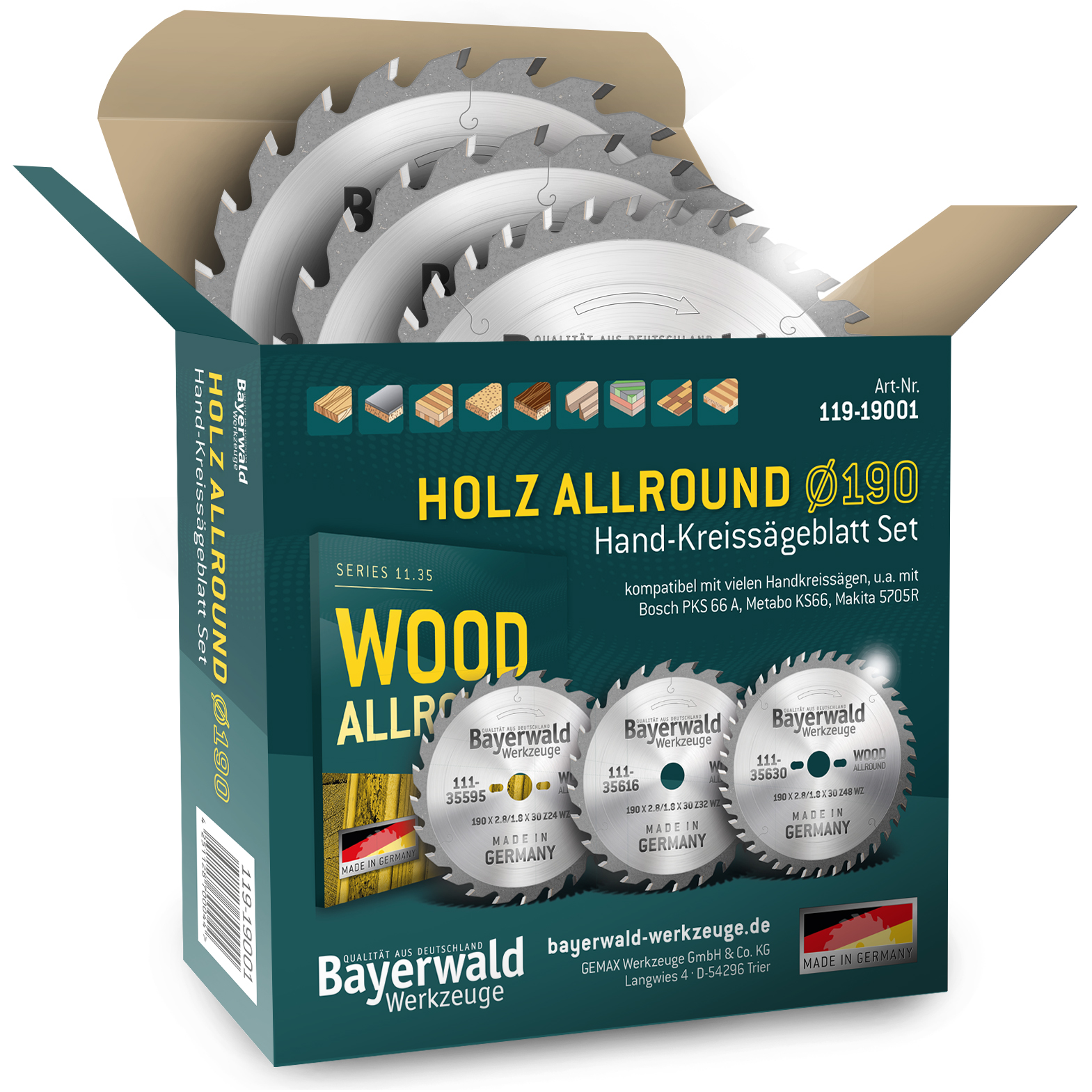 HOLZ ALLROUND Ø190 Hand-Kreissägeblatt Set