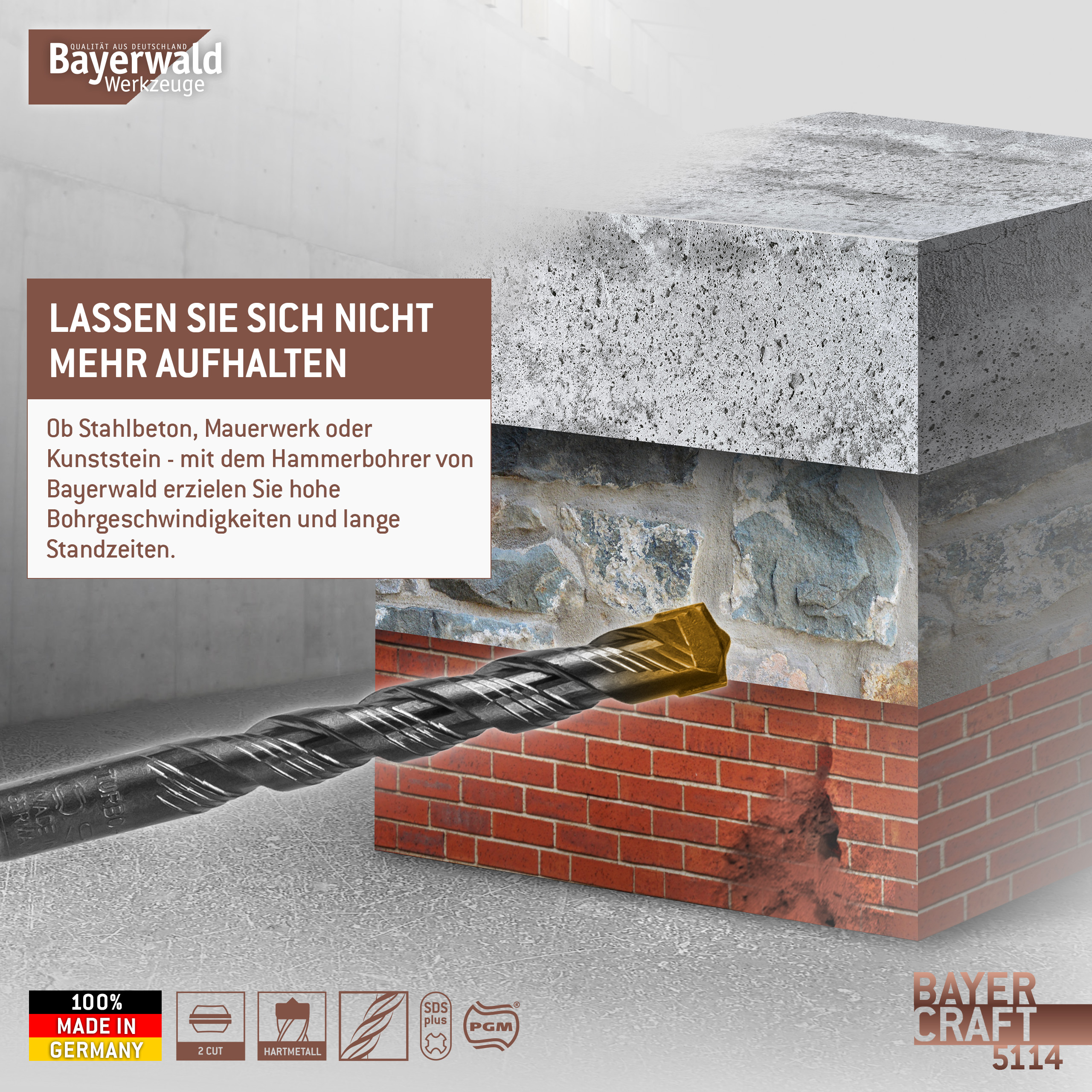 Bayercraft Hammerbohrer Set 5tlg. 5-10 mm (2-Schneider)