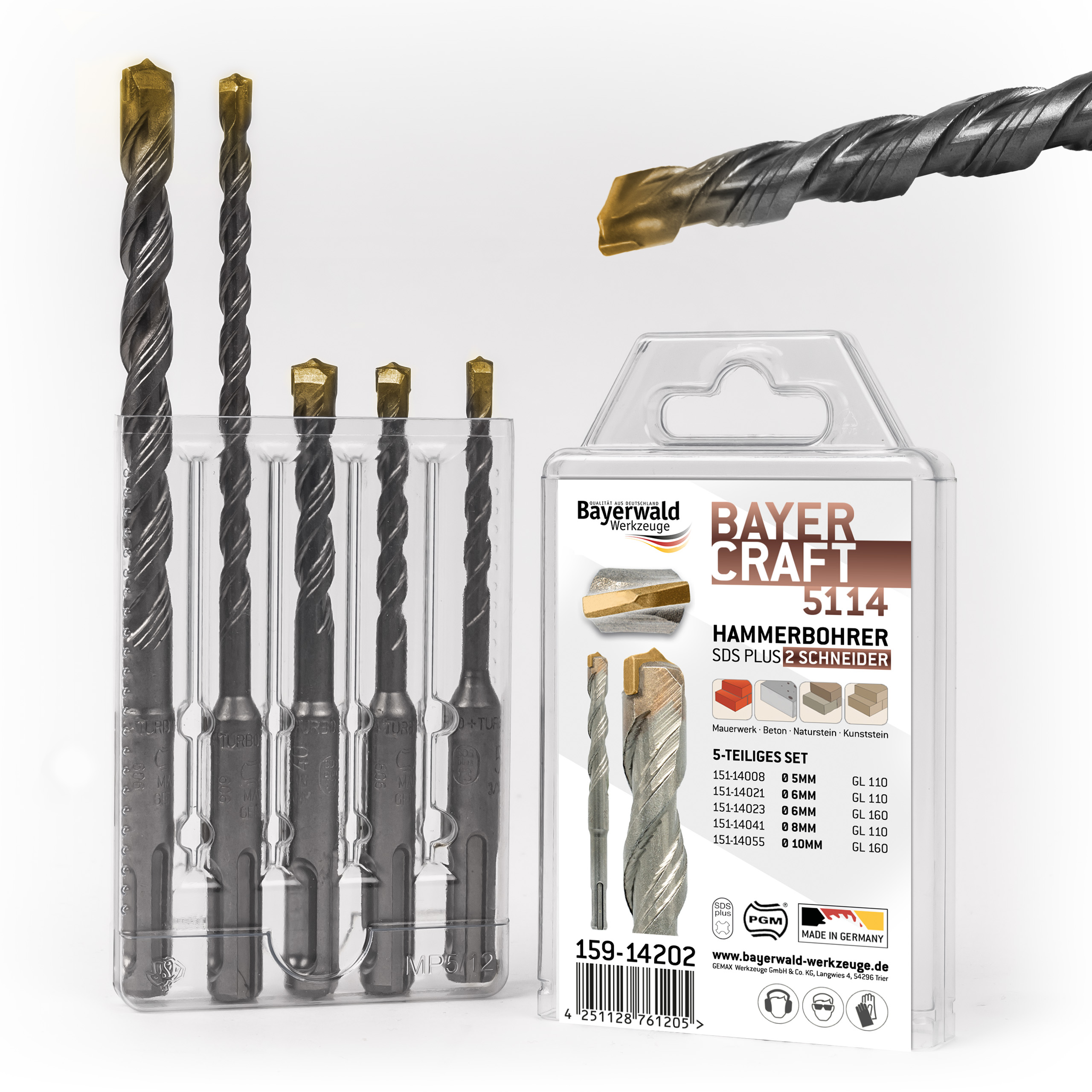 Bayercraft Hammerbohrer Set 5tlg. 5-10 mm (2-Schneider)
