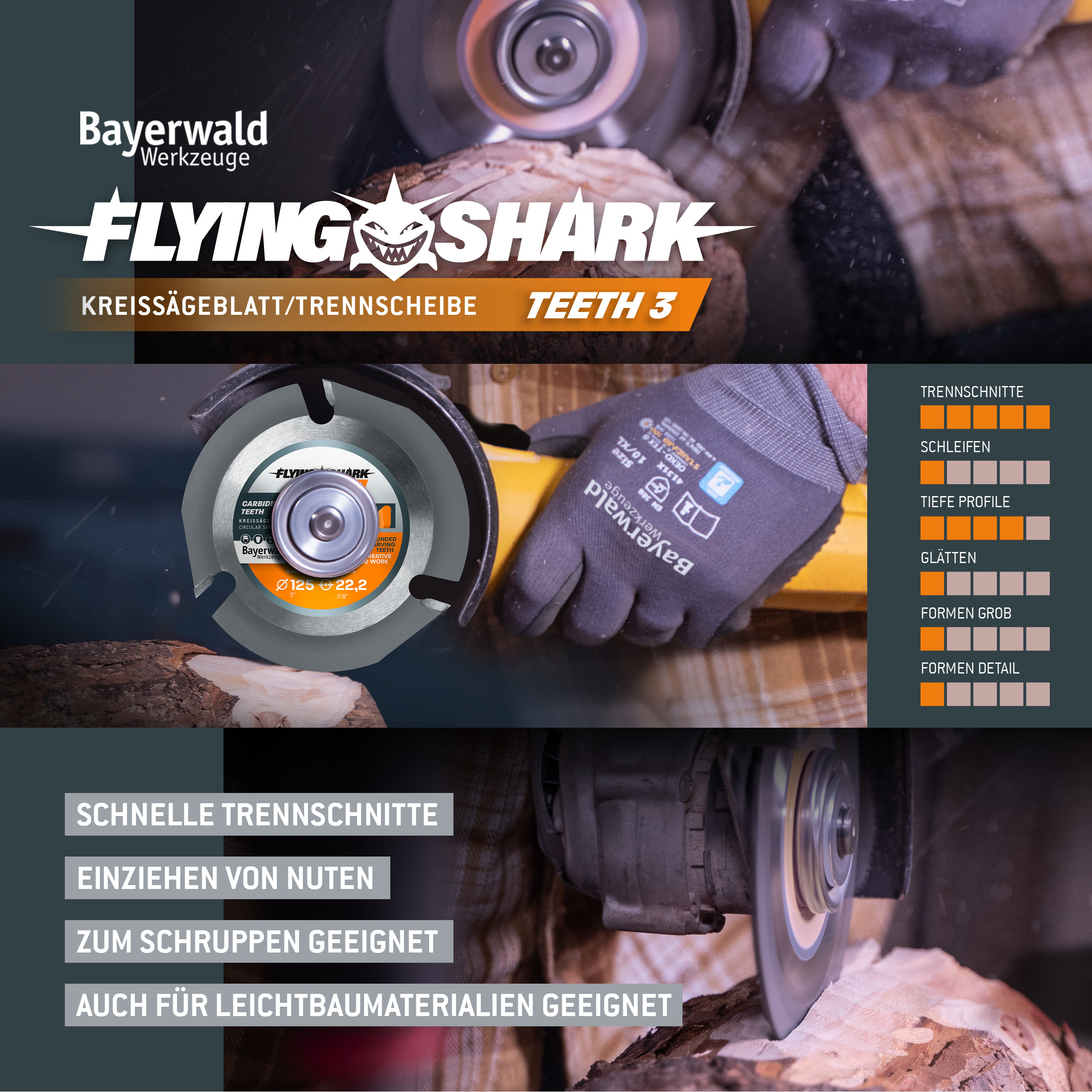 Bayerwald Flying Shark - Hartmetall Frässcheibe - Ø 115 x 22,23 mm Z3